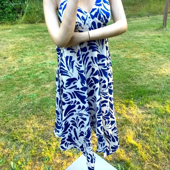 Alexis x Target • Blue Floral Botanical Full Skirt Handkerchief Flowing Dress XS - Picture 3 of 11